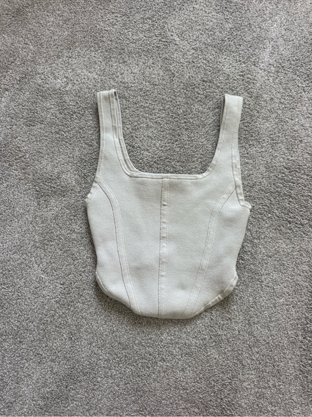 Aritzia Babaton Neutral Cream Sculpted Square-Neck Crop Top
